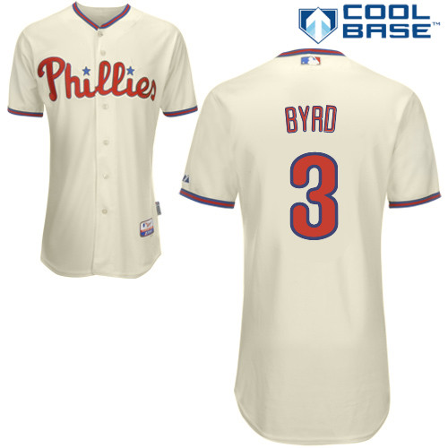 Marlon Byrd #3 MLB Jersey-Philadelphia Phillies Men's Authentic Alternate White Cool Base Home Baseball Jersey
